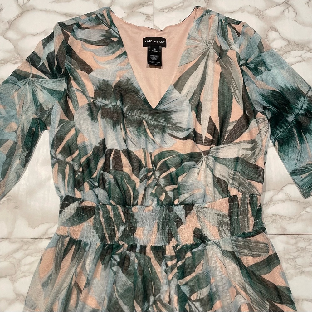 Kate & Lily Palm Print Maxi Dress